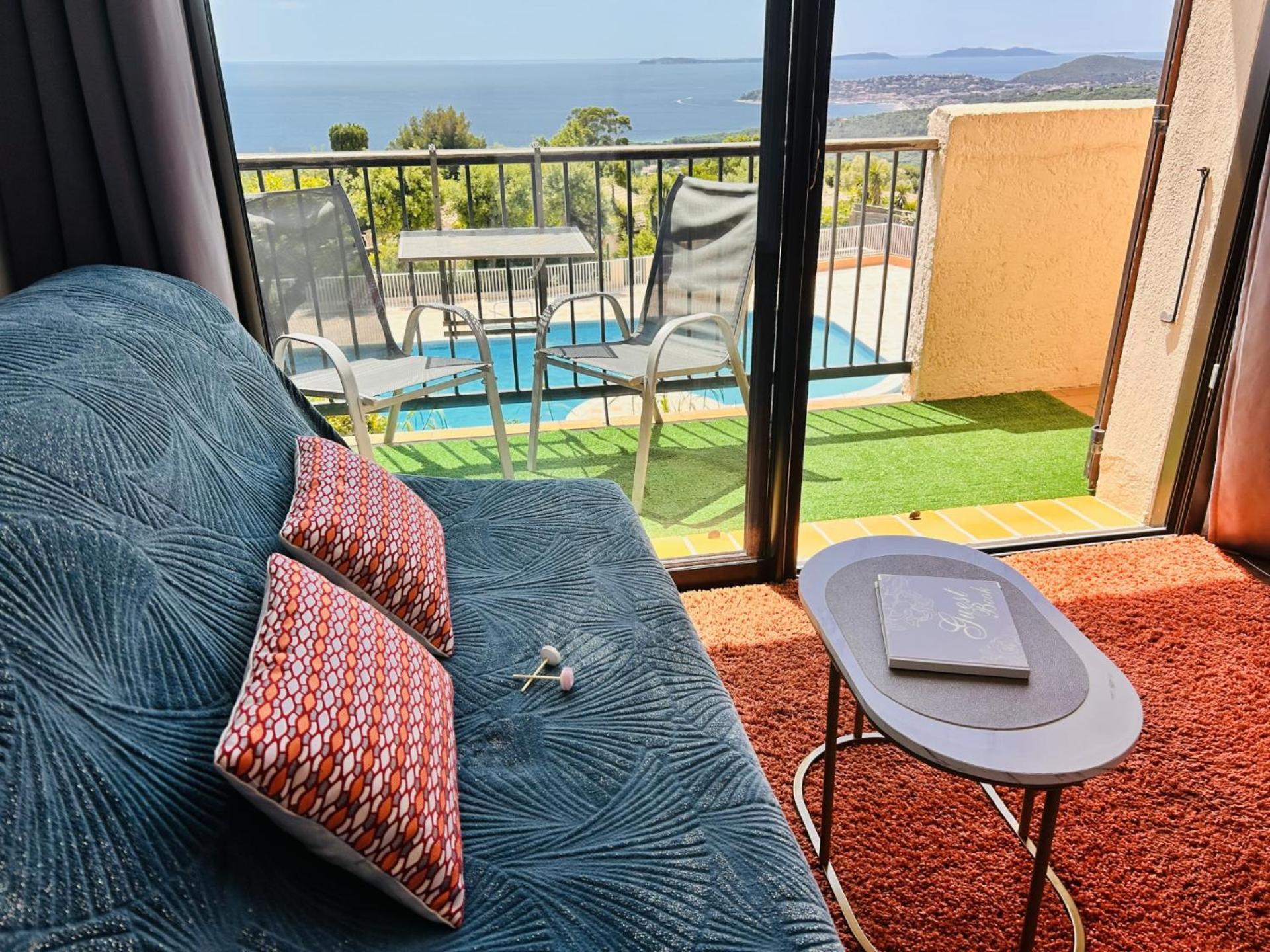Studio Pool House Vue Mer Panoramique Amazing Sea View Wifi Linge Linen Inclut Aircondition La Croix-Valmer Exterior photo